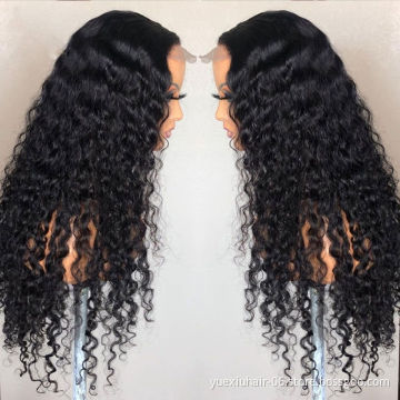 High Quality Deep Wave Human Hair Lace Wigs For Black Women Natural Color Brazilian Virgin 5x5 Full Transparent Lace Closure Wig